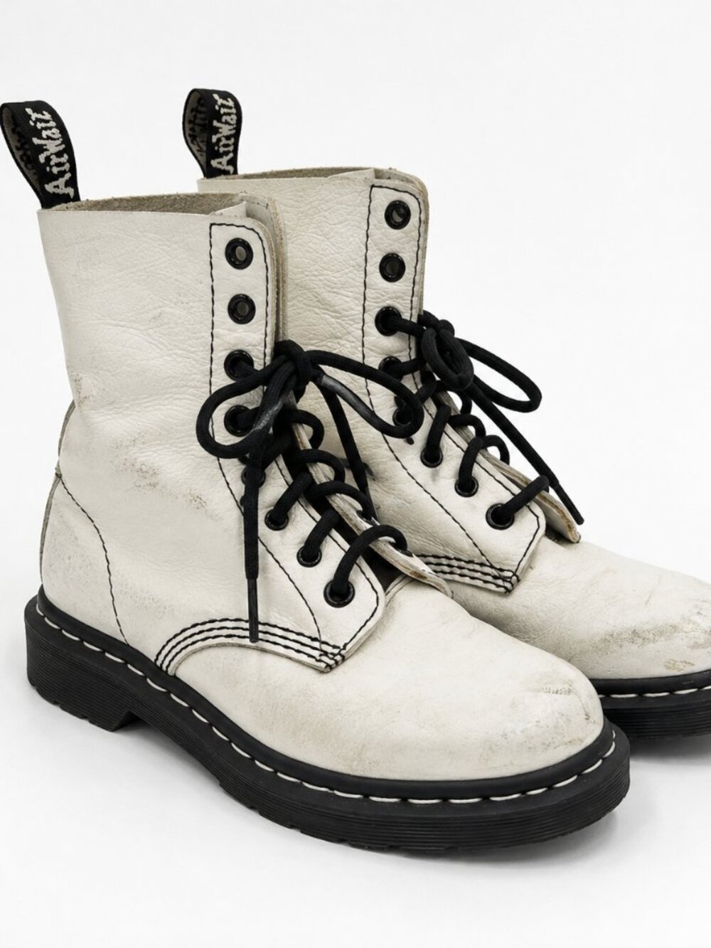 Dr. Martens 1460 Pascal White Leather Combat Boots Size 6